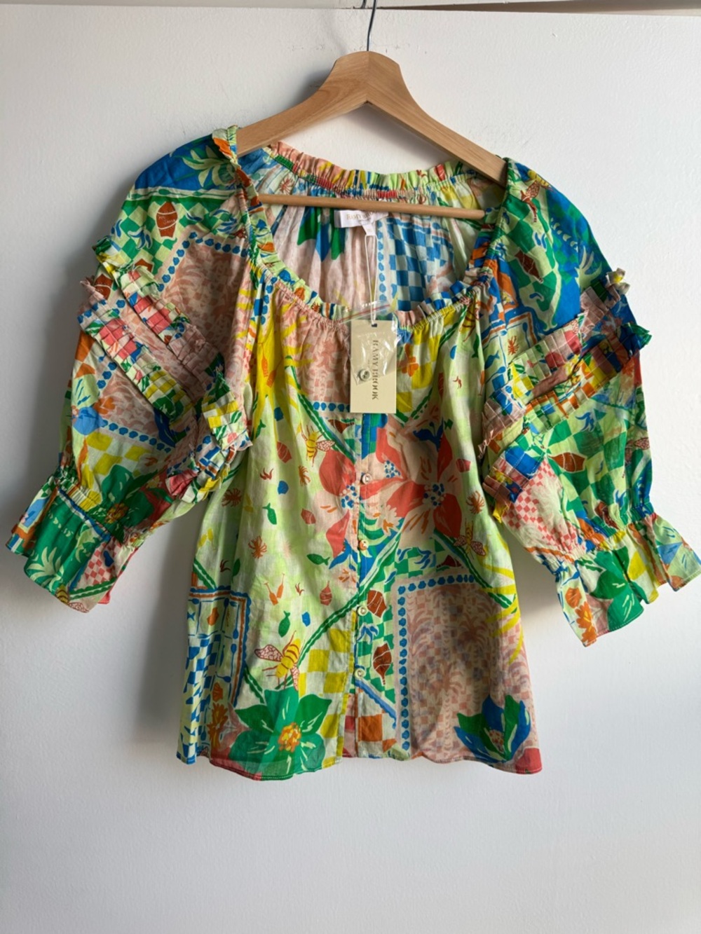 Ramy Brook Lula Garden Puff-Sleeve Top. New with tags. Sz. Xs.